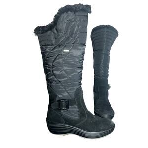 Pajar Canada Black Quilted Faux Fur Waterproof Winter Snow Boots Women’s 7-7.5